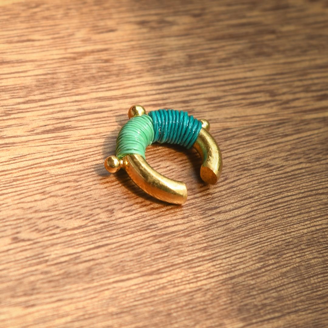 Ear cuff vert émeraude vert d'eau éthique Solnaré