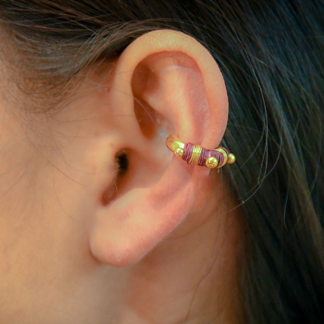 Ear cuff bordeaux or éthique Solnaré