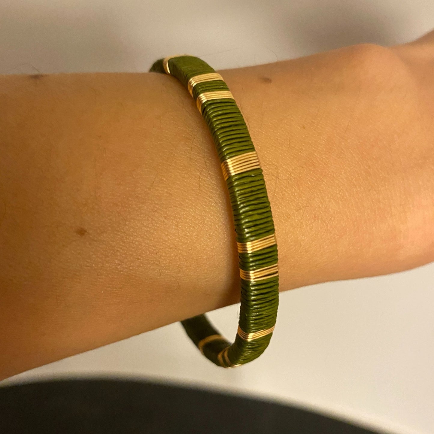 Handmade Slim Forest Green Bracelet