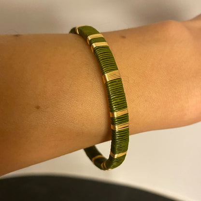 Handmade Slim Forest Green Bracelet