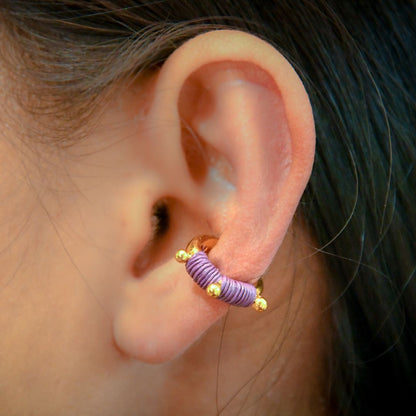 Ear cuff lilas pastel éthique Solnaré