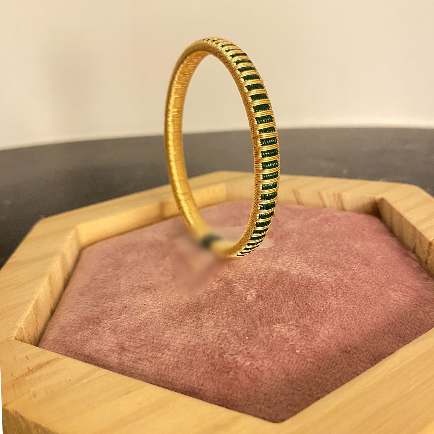 Bracelet Artisanal Slim Pluie Vert Forêt
