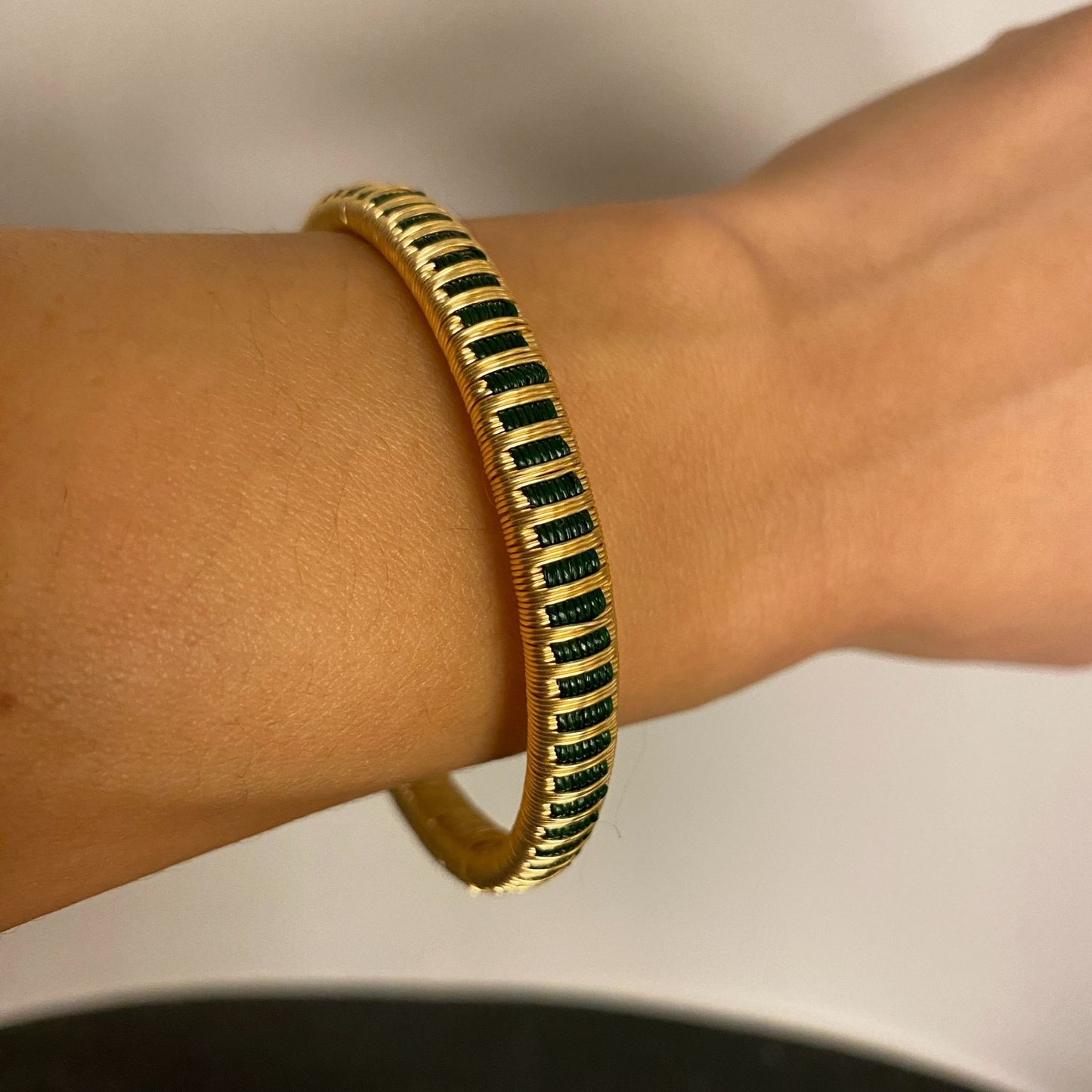 Bracelet Artisanal Slim Pluie Vert Forêt