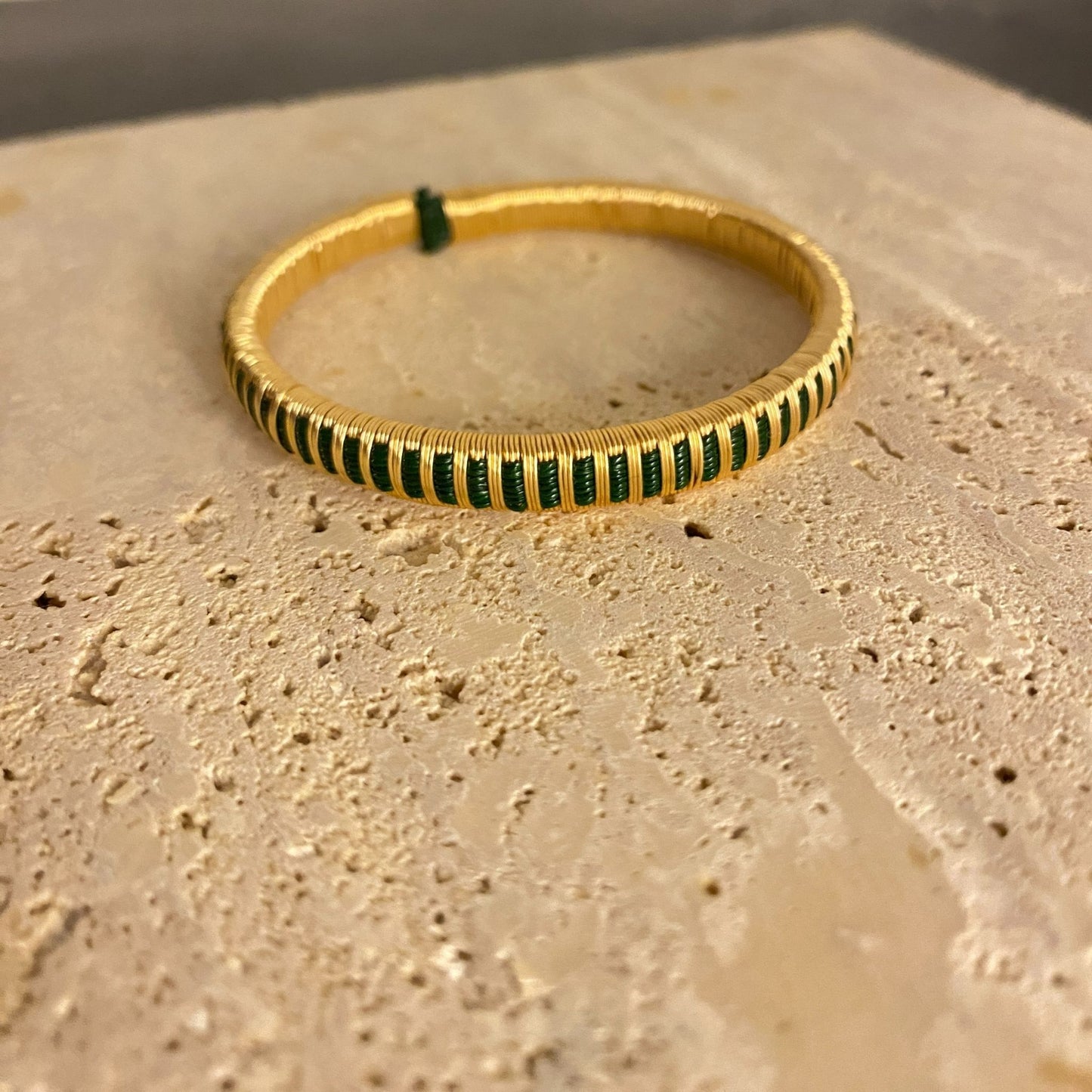 Bracelet Artisanal Slim Pluie Vert Forêt