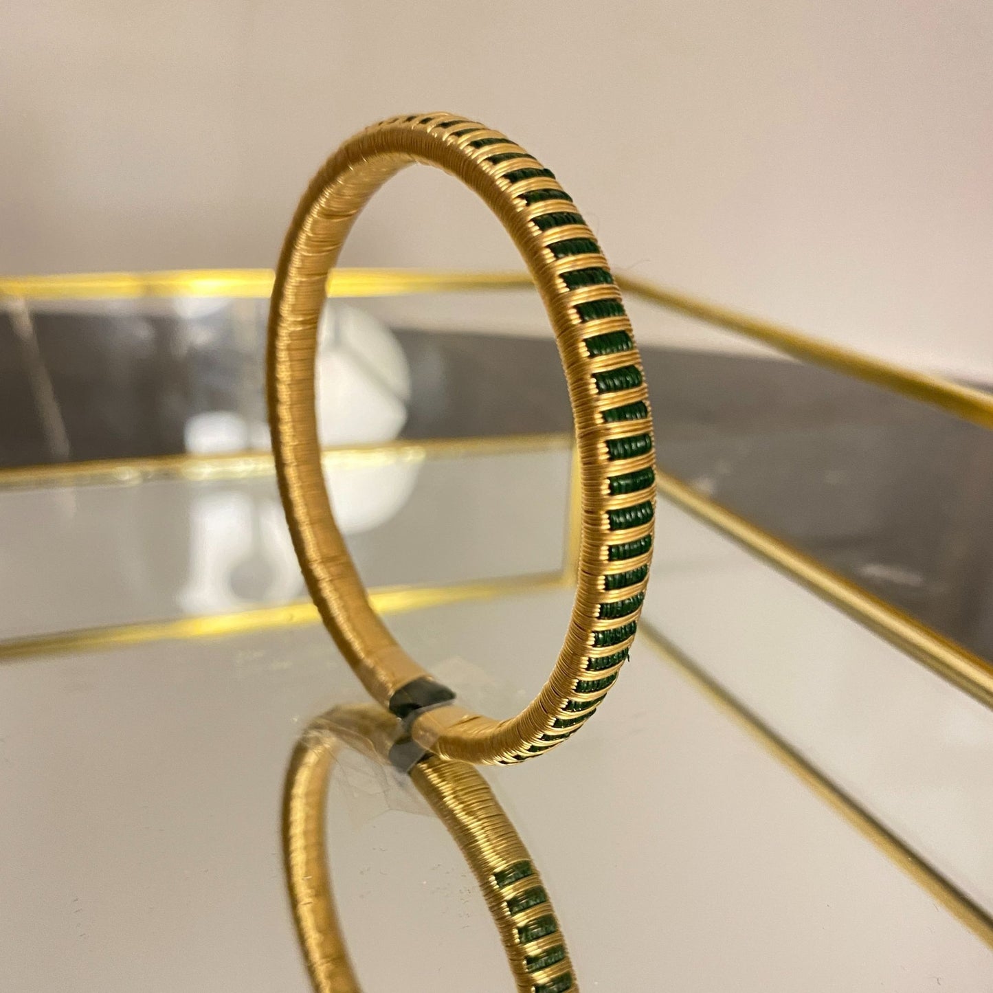 Bracelet Artisanal Slim Pluie Vert Forêt