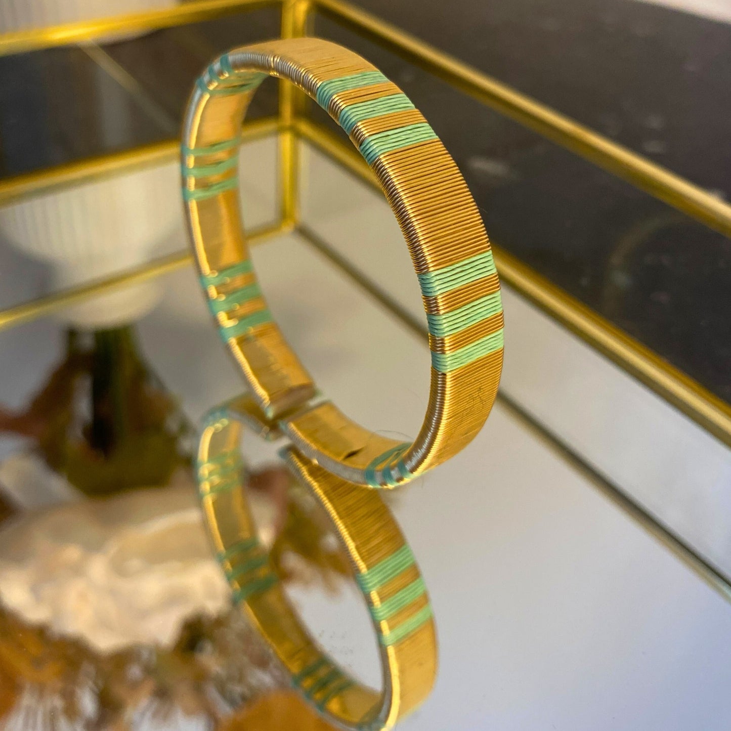 Handmade Aqua Lines Bracelet