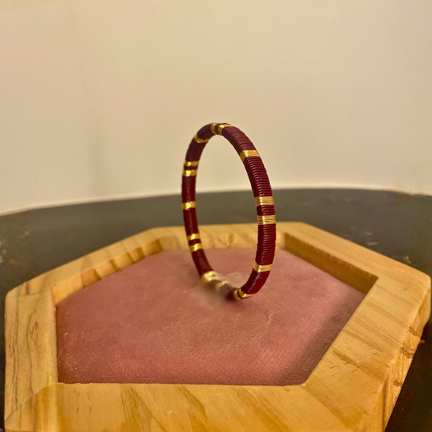 Handcrafted Slim Burgundy Bracelet