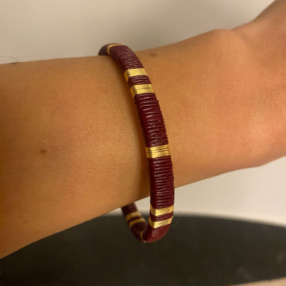 Handcrafted Slim Burgundy Bracelet