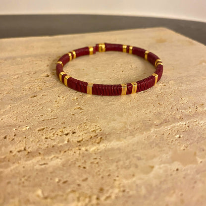 Handcrafted Slim Burgundy Bracelet