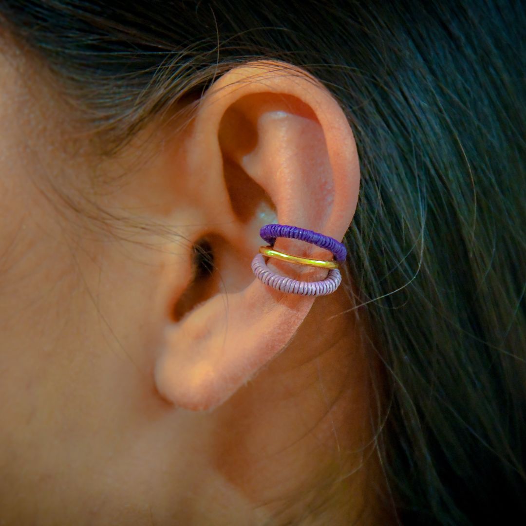 Ear cuff lilas discret éthique Solnaré