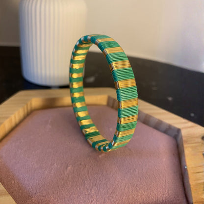 Handmade aqua green lines bracelet