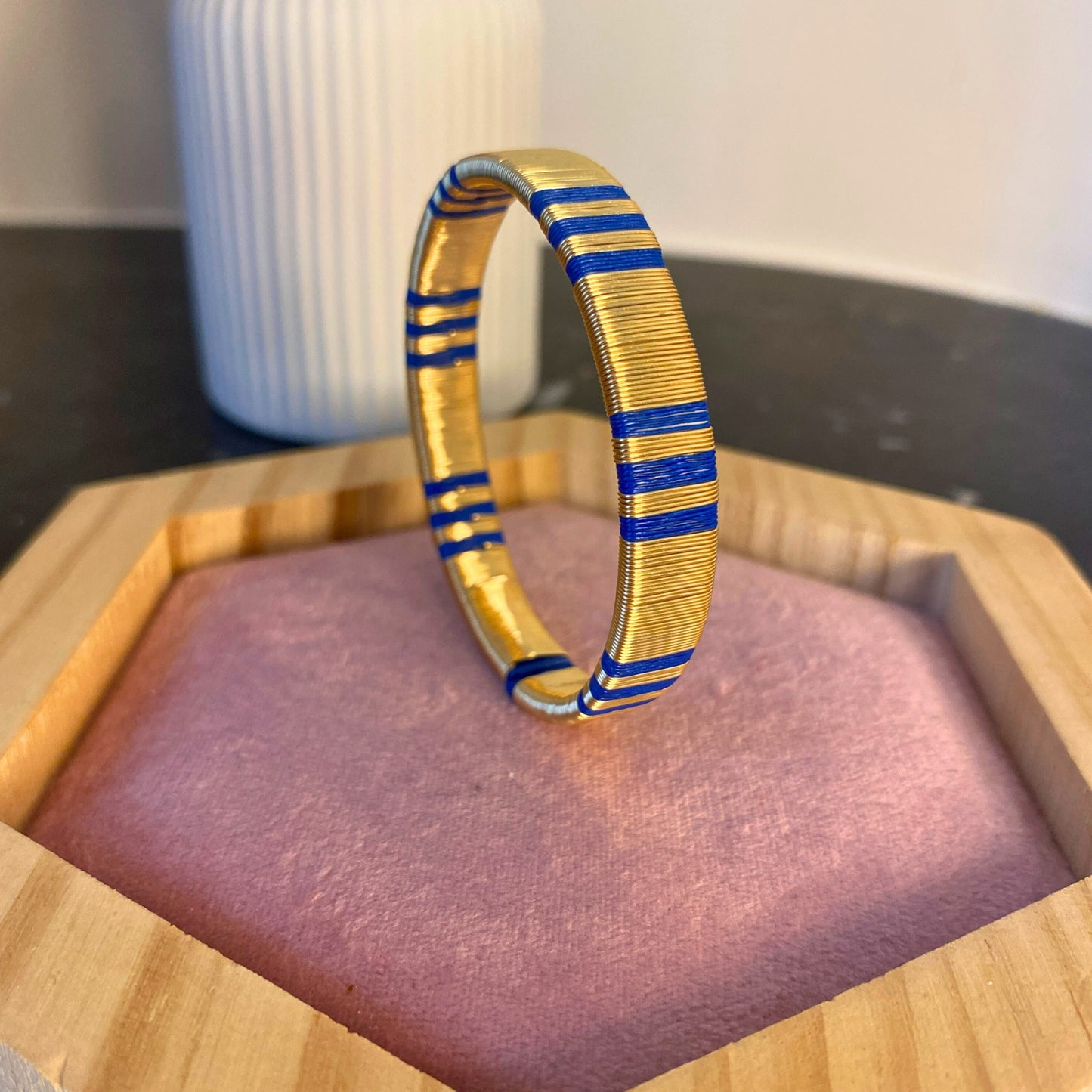 Handcrafted Blue Lines Bracelet