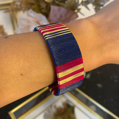 Manchette Artisanal Blue - Pink Fluo