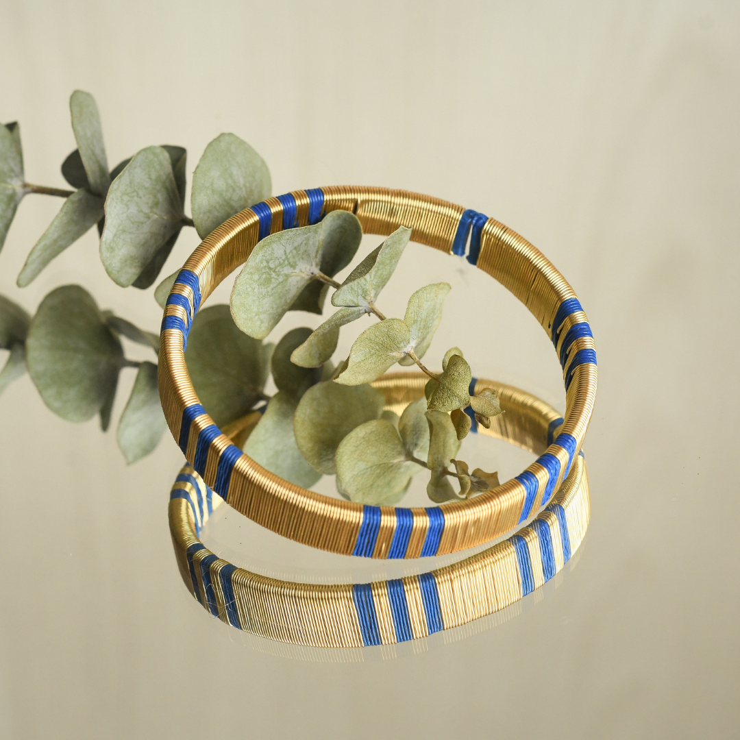 Bracelet tissé lignes bleues éthique Solnaré