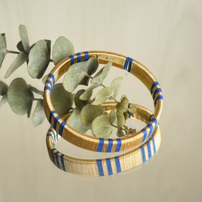 Bracelet tissé lignes bleues éthique Solnaré