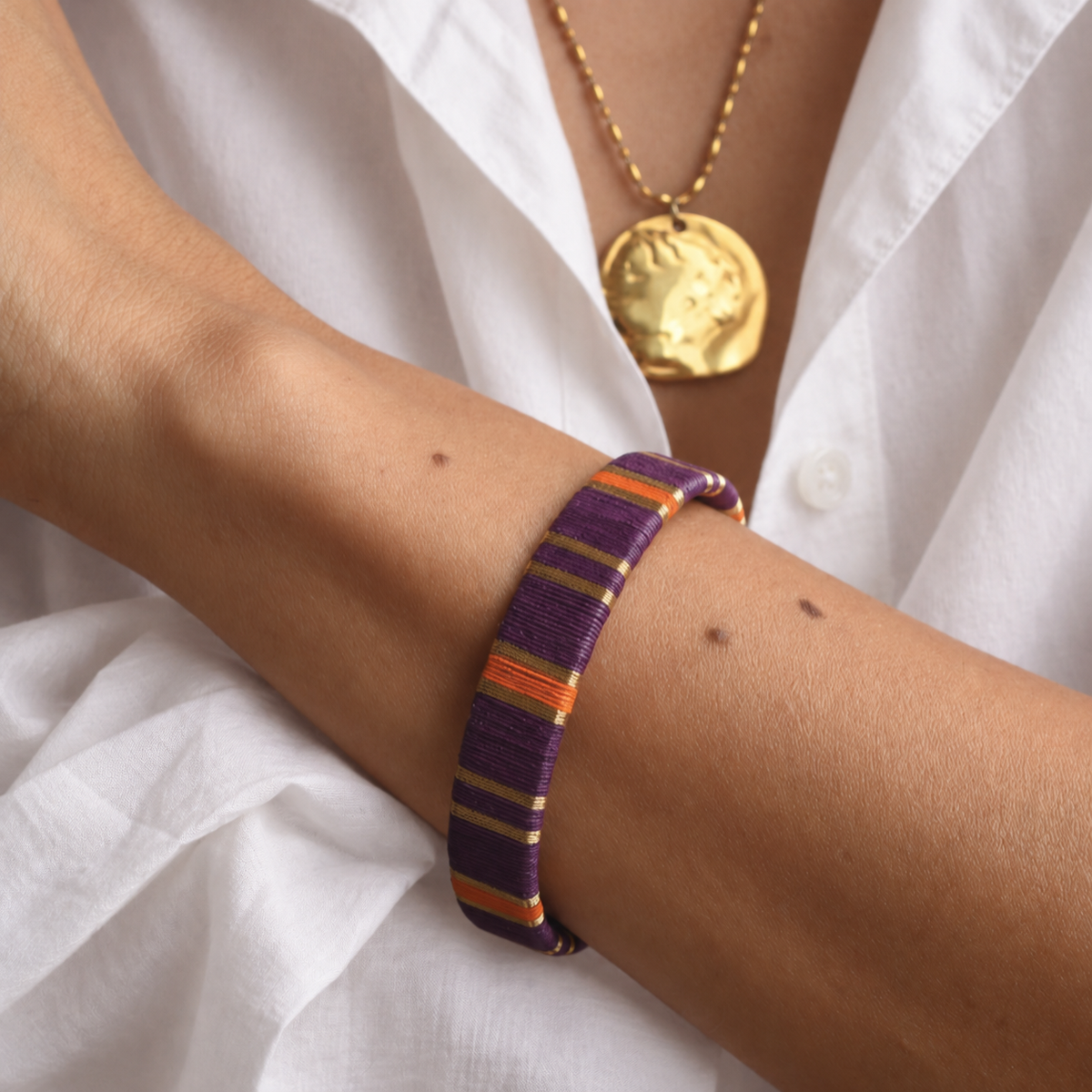 Bracelet Artisanal Violet-Orange