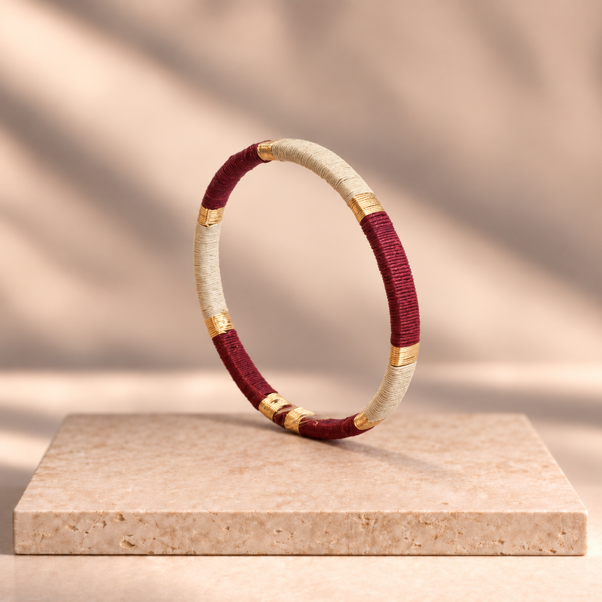 Bracelet Artisanal Slim Bordeaux Blanc