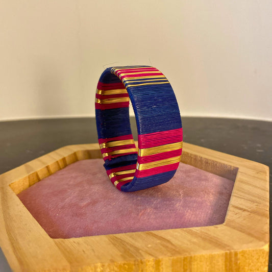 Manchette Artisanal Blue - Pink Fluo