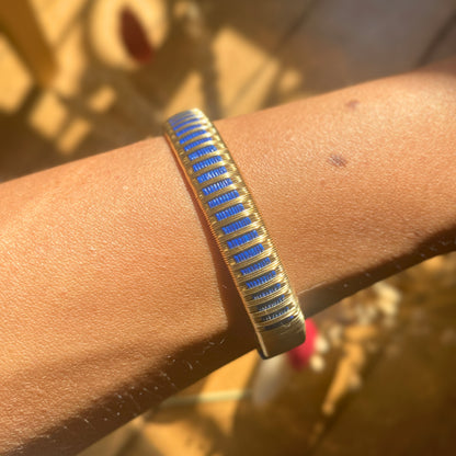 Bracelet bleu océan tissé éthique Solnaré