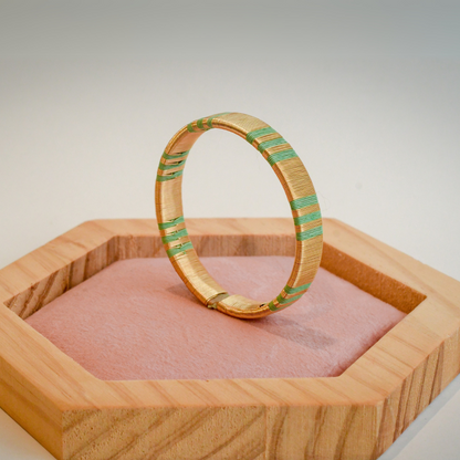 Bracelet artisanal vert d’eau éthique Solnaré, fibres Werregue