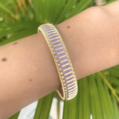 Bracelet lilas tissé éthique Solnaré