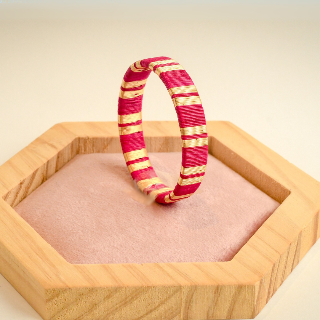 Bracelet fuchsia vif tissé éthique Solnaré