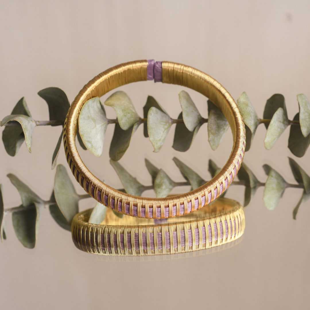 Bracelet lilas tissé éthique Solnaré