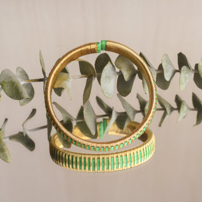 Bracelet vert d’eau tissé éthique Solnaré