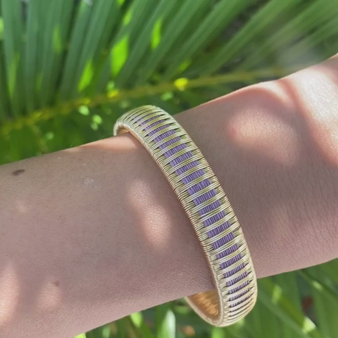 Bracelet lilas tissé éthique Solnaré