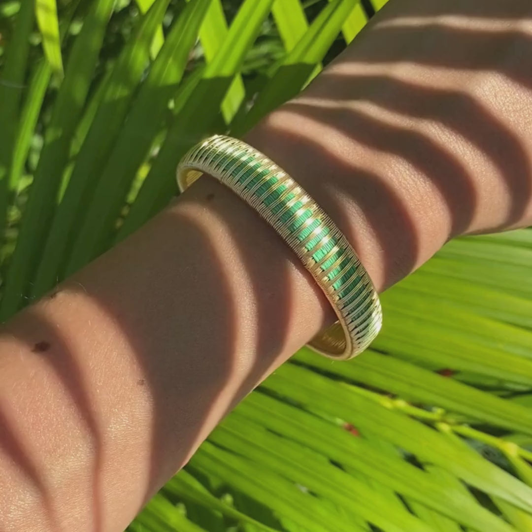 Bracelet vert d’eau tissé éthique Solnaré