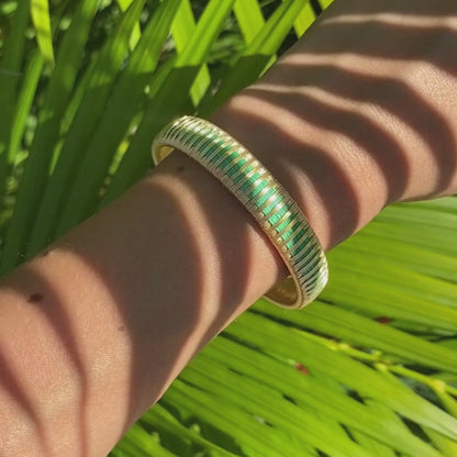 Bracelet vert d’eau tissé éthique Solnaré